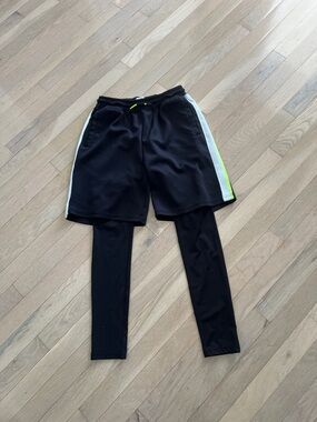 Zara Black Athletic Shorts with Neon Green Drawstring